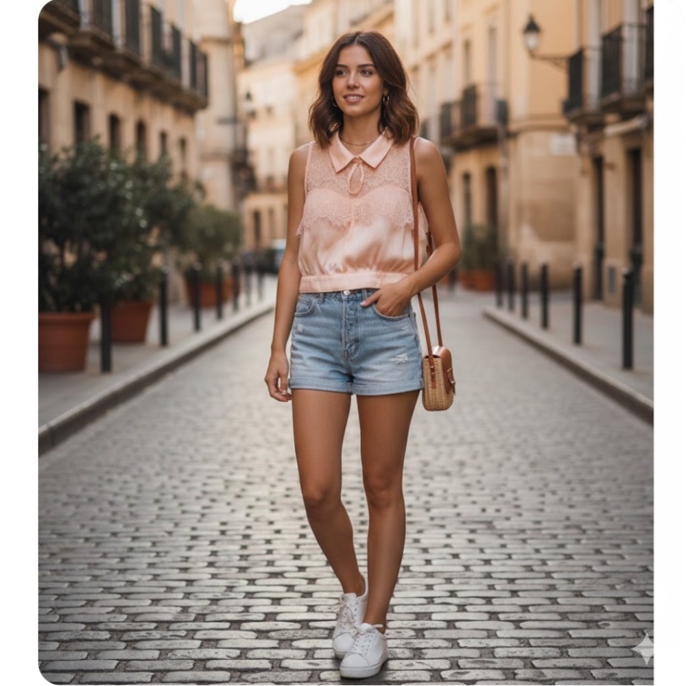 Cropped Lace Top, Size S